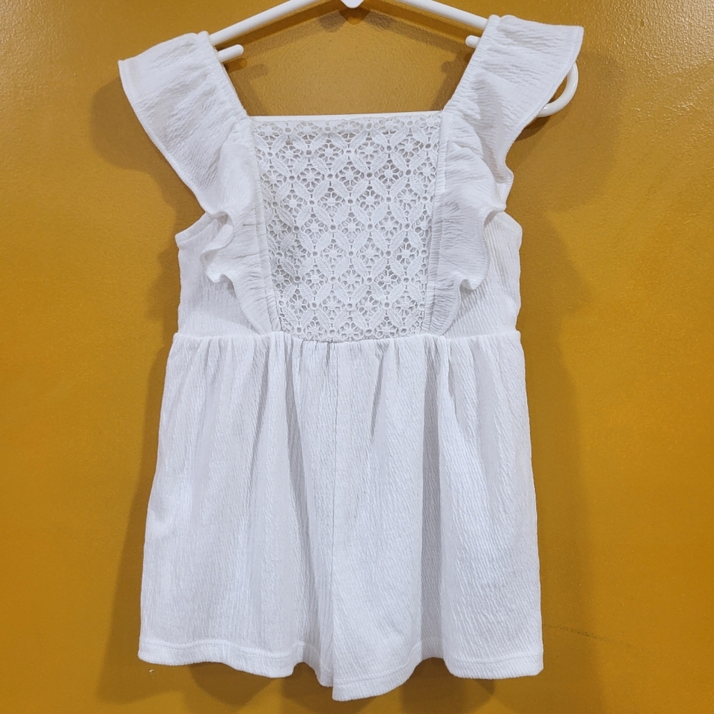 Carter's Toddler Size 2T White Ruffled Romper Eyelet Detail Summer Neutral
